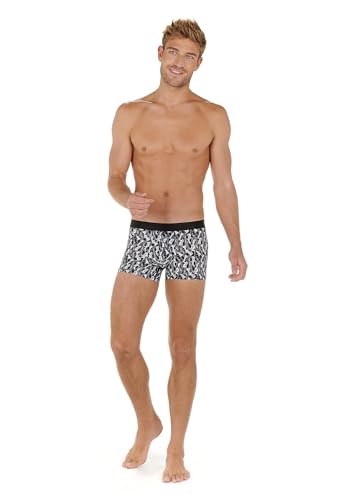 Hom Herren Schachboxer Fitted Boxer, Schwarz-weißer Schachaufdruck, XL von Hom