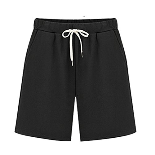 HomDSim Sport Shorts Knielang Damen Bermuda Shorts Sommer Hosen Frauen Sweatshorts Stretch Lose Freizeithose Kurz (EU 5XL=Chinesisch 8XL, Schwarz) von HomDSim