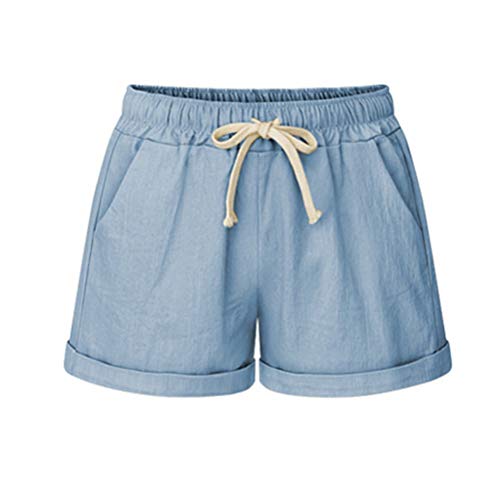 Leinen Shorts Damen Sommer Kurze Hosen Frauen Hot Pants High Waist Lose Stretch Beach Shorts Große Größen von HomDSim