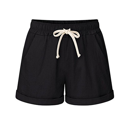 Leinen Shorts Damen Sommer Kurze Hosen Frauen Hot Pants High Waist Lose Stretch Beach Shorts Große Größen von HomDSim