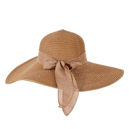 HomKuch Damen Big Bowknot Strohhut Große Floppy Faltbare Roll Up Beach Cap Sonnenhut von HomKuch