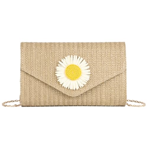 HomKuch Frauen Sommer Stroh Clutch Geldbörse Gewebte Strand Abend Geldbörse für Hochzeit Party Prom Reisen von HomKuch