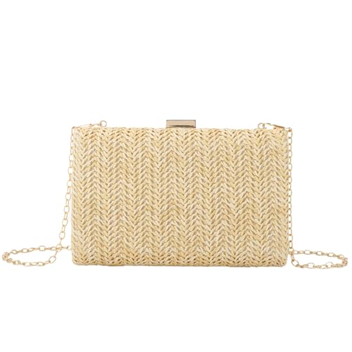 HomKuch Frauen Stroh Clutch Geldbörsen Sommer Abendtasche Raffia Crossbody Geldbörsen Kleine gewebte Strand Handtaschen von HomKuch