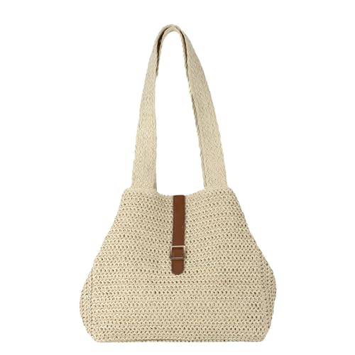 HomKuch Frauen Stroh Strandtaschen Sommer Stroh Tragetasche Handgemachte gewebte Umhängetasche für Urlaub Reisen von HomKuch