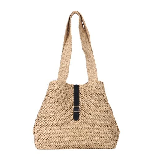 HomKuch Frauen Stroh Strandtaschen Sommer Stroh Tragetasche Handgemachte gewebte Umhängetasche für Urlaub Reisen von HomKuch