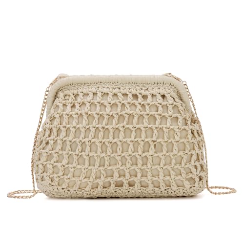 HomKuch Frauen Stroh Umhängetasche Sommer Beach Shell gewebte Clutch Geldbörsen mit abnehmbarer Kette von HomKuch