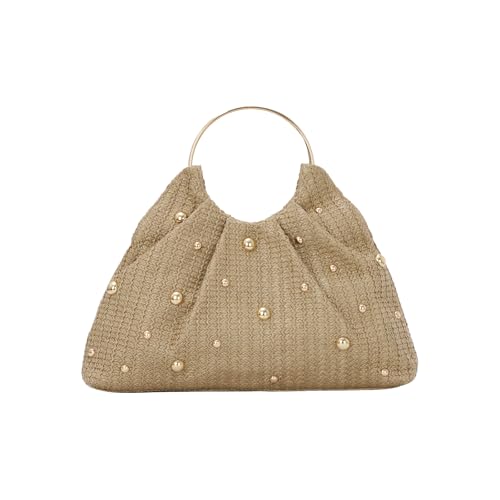 HomKuch Frauenstroh Tragetasche Sommer Strand Top Handtasche Weben Große Kapazität Lässige Hand-gewebte Geldbörse für Urlaub Reisen von HomKuch