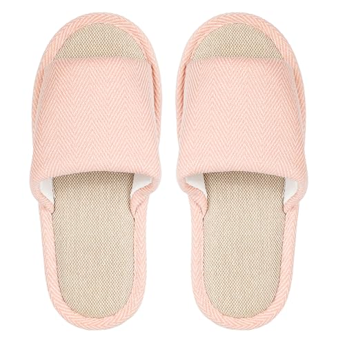 HomKuch Haus Slipper Wiederverwendbare rutschfeste dicke Unterseite Atmungsaktive Leinen Haus Slipper für Frauen Männer Paar Hausschuhe Offene Zehe Schuhe von HomKuch