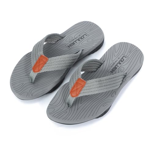 HomKuch Männer Flip Flops Bogen Unterstützung Bequeme offene Zehe Sommer Strand Kissen Walking Thong Sandalen Slip on Hausschuhe von HomKuch