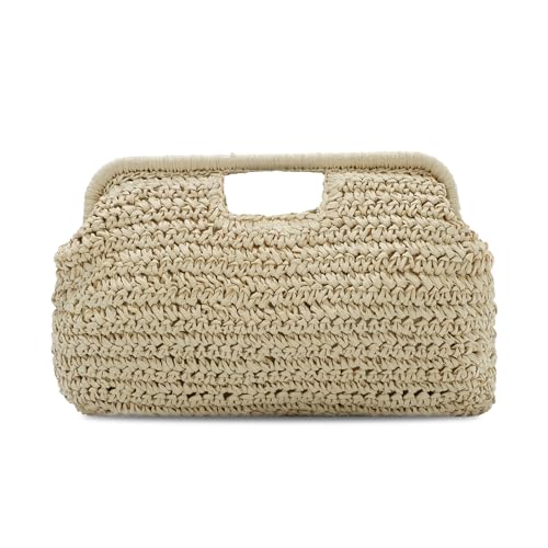 HomKuch Stroh Clutch Geldbörsen für Frauen, gewebte Sommer leichte Stroh Beach Bag Handtasche für Strand Reise Urlaub von HomKuch