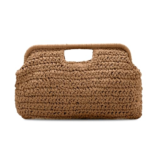 HomKuch Stroh Clutch Geldbörsen für Frauen, gewebte Sommer leichte Stroh Beach Bag Handtasche für Strand Reise Urlaub von HomKuch