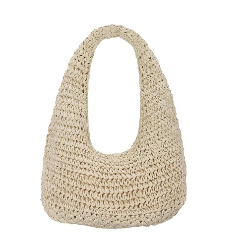 HomKuch Stroh Geldbörsen für Frauen Strand Woven Hobo Handtasche Sommer Chic Halbmond Schulter Geldbörsen von HomKuch