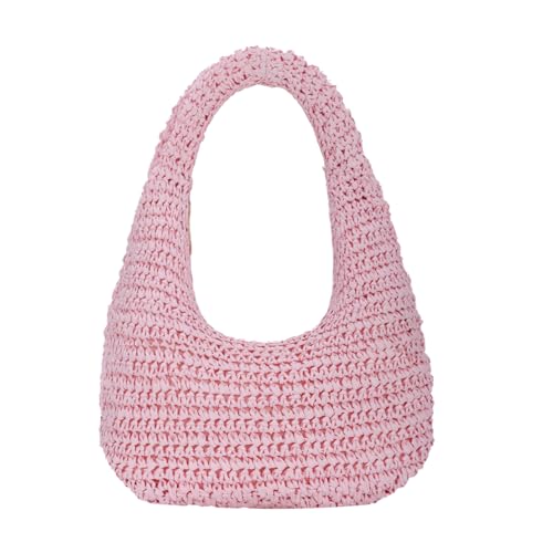 HomKuch Stroh Geldbörsen für Frauen Strand Woven Hobo Handtasche Sommer Chic Halbmond Schulter Geldbörsen von HomKuch