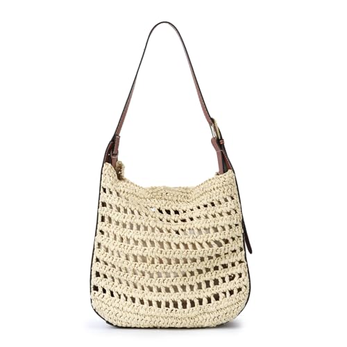 HomKuch Stroh Handtasche für Frauen, Sommer Stroh Geldbörsen Mode Strand Hobo Umhängetasche von HomKuch