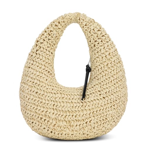 HomKuch Stroh Schulter Handtasche für Frauen, Sommer Strand Hobo gewebte Unterarm Tasche Geldbörse von HomKuch