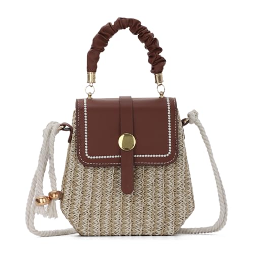 HomKuch Stroh Umhängetasche für Damen, Sommer Kleine Boho Geldbörse Rattan Strand Handtaschen Geldbörsen von HomKuch