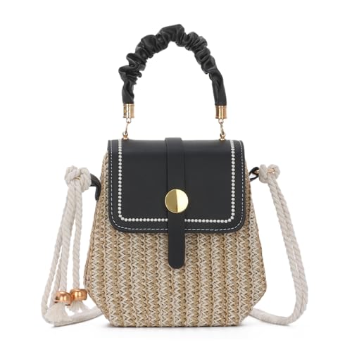 HomKuch Stroh Umhängetasche für Damen, Sommer Kleine Boho Geldbörse Rattan Strand Handtaschen Geldbörsen von HomKuch