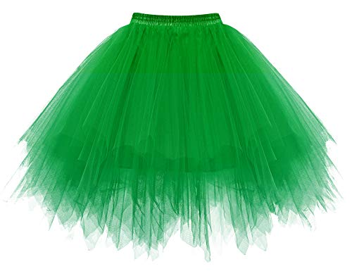 Homrain Tutu Tüllrock Damen 50er Rockabilly Tütü Ballet Firt Tulle Tanzkleid Unterkleid Karneval Kostüm Crinoline Petticoat für Rockabilly Kleid Cosplay Underskirt Green M von Homrain