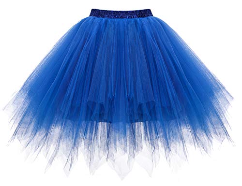 Homrain Tutu Tüllrock Damen Tütü Rock Festliche Tüll Partykleid Ballet Firt Tulle Tanzkleid Unterkleid Karneval Kostüm Crinoline Petticoat für Rockabilly Kleid Royalblue S von Homrain