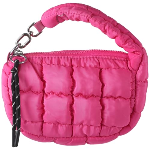 Gesteppte Mini-Geldbörse für Damen, Mini-Puffertasche, schicke Nylon-Wolken-Tragetasche mit gestepptem Design, kleine stilvolle Handtasche in Magenta von Homaisson