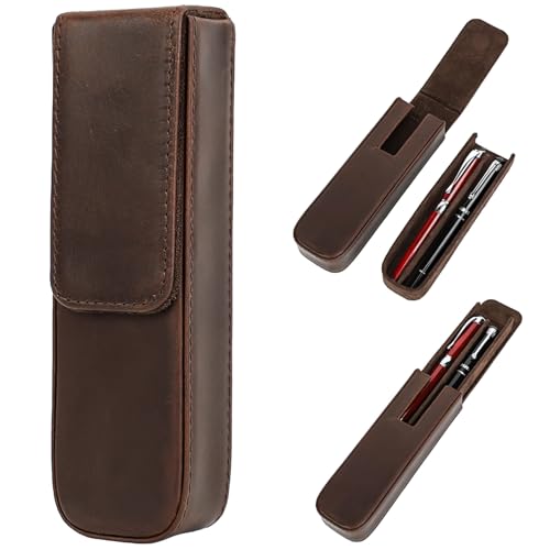 Homaisson Federmäppchen aus echtem Leder für 2 Stifte, 2 Schlitze, Bleistift-Aufbewahrungsbox mit herausnehmbarem Tablett, modischer Schubladen-Stil, Stift-Organizer mit Adsorbtionsverschluss, für Homaisson Federmäppchen aus echtem Leder für 2 Stifte, 2 Schlitze, Bleistift-Aufbewahrungsbox mit herausnehmbarem Tablett, modischer Schubladen-Stil, Stift-Organizer mit Adsorbtionsverschluss, für von Homaisson