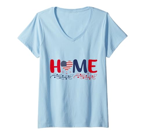 Damen Home of The Free American 4th of Juli America Daddy's Home T-Shirt mit V-Ausschnitt Damen Home of The Free American 4th of Juli America Daddy's Home T-Shirt mit V-Ausschnitt von Home America Daddy’s Home 4th Of July Women Men