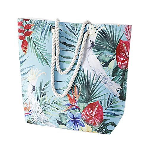 Home Collection Beach Bag Strandtasche Shopper Papagei Kakadu mit Palmenblättern 52cm von Home Collection