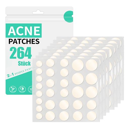 264 Stück Pimple Patches Hydrokolloid Unsichtbare Pickel Patch mit Teebaumöl Tag und Nacht Verwenden Pimple Patch Akne Patches Wasserdichte Atmungsaktive Acne Patch Pflaster Anti (264 Stück) von Home Holic