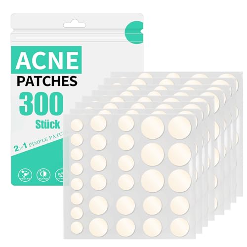 300 Stück Pimple Patches Hydrokolloid Unsichtbare Pickel Patch mit Teebaumöl Tag und Nacht Verwenden Pimple Patch Akne Patches Wasserdichte Atmungsaktive Acne Patch Pflaster Anti von Home Holic