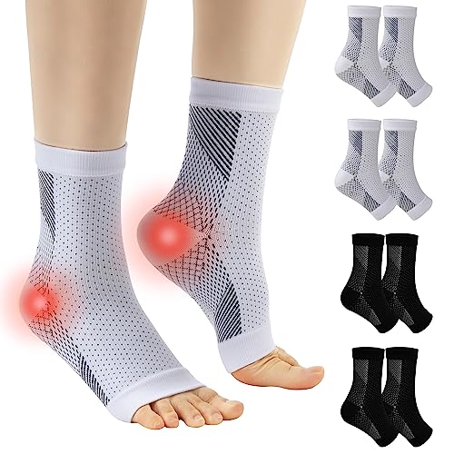 Home Holic 4 Paar Kompressionssocken Sprunggelenkbandage Professionelle Knöchelbandage für Damen Männer Bandage Fußgelenk für Plantarfasziitis Achillessehne Neuropathie von Home Holic