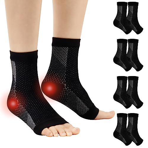 4 Paar Kompressionssocken Sprunggelenkbandage Professionelle Knöchelbandage für Damen Männer Bandage Fußgelenk für Plantarfasziitis Achillessehne Neuropathie von Home Holic