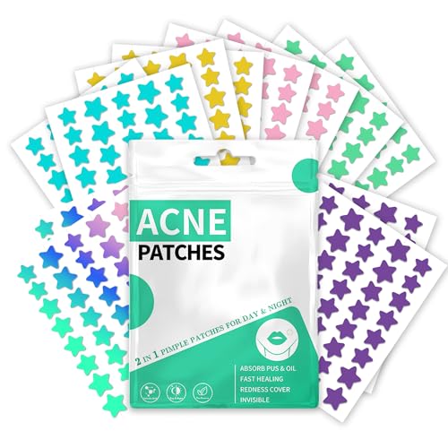 Pimple Patches Hydrokolloid Unsichtbare Pickel Patch mit Teebaumöl Tag und Nacht Verwenden Pimple Patch Akne Patches Wasserdichte Atmungsaktive Acne Pflaster Anti (480 Stück, Star) von Home Holic