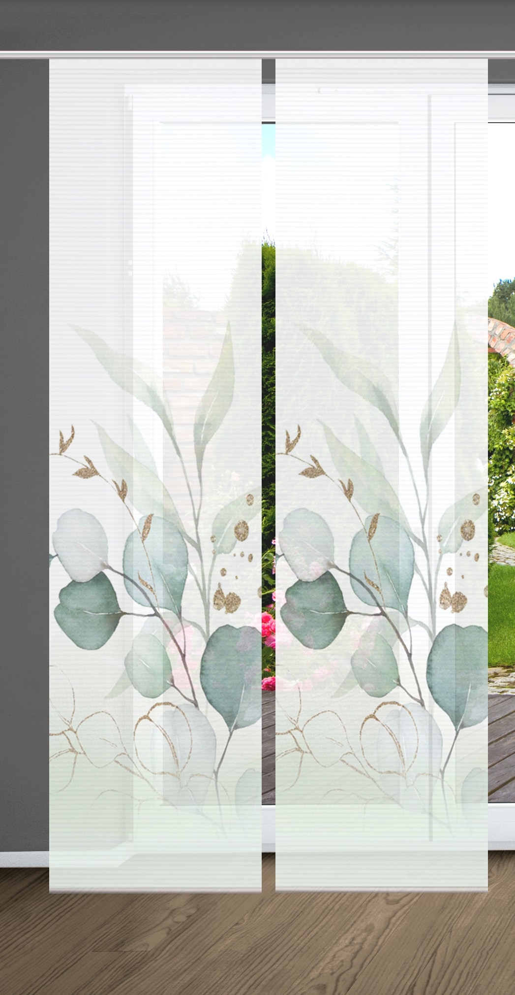 HOME in green Schiebegardine "ABANIO" Paneelwagen 2 Stk. tlg. SET DIGITALDRUCK,BAMBUSOPTIK RECYCELT von Home In Green