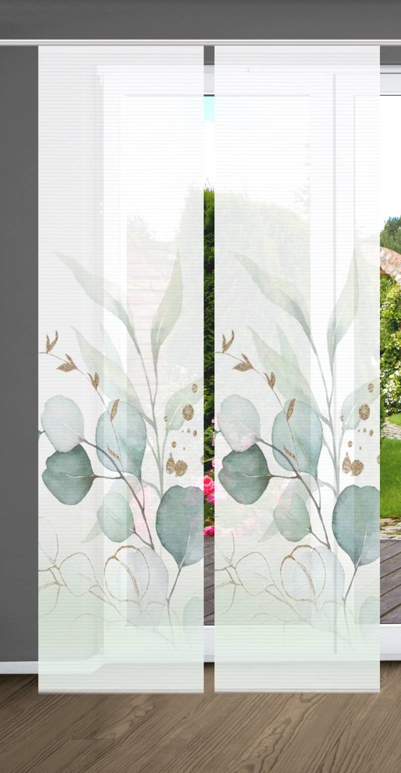 HOME in green Schiebegardine "ABANIO" Paneelwagen 2 Stk. tlg. SET DIGITALDRUCK,BAMBUSOPTIK RECYCELT von Home In Green