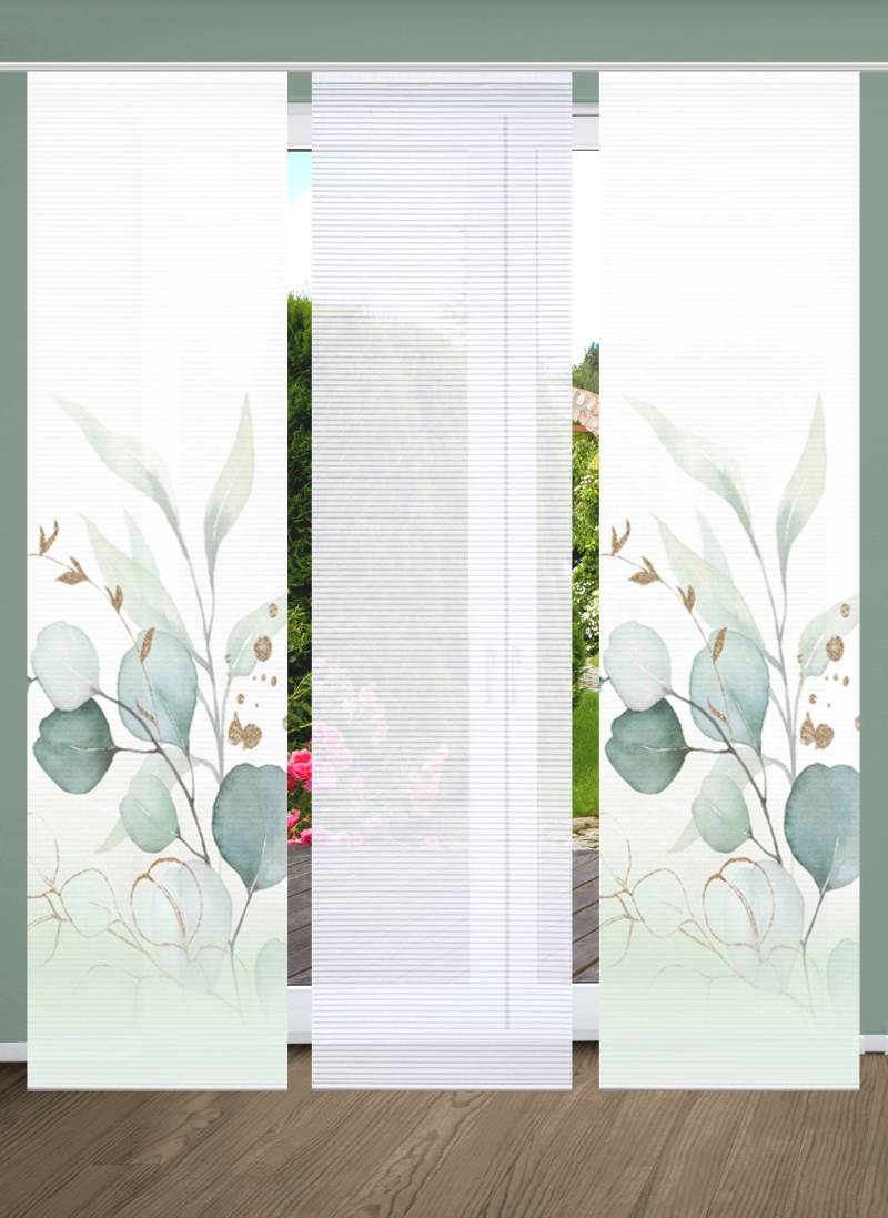 HOME in green Schiebegardine "ABANIO" Paneelwagen 3 Stk. tlg. SET DIGITALDRUCK,BAMBUSOPTIK RECYCELT von Home In Green