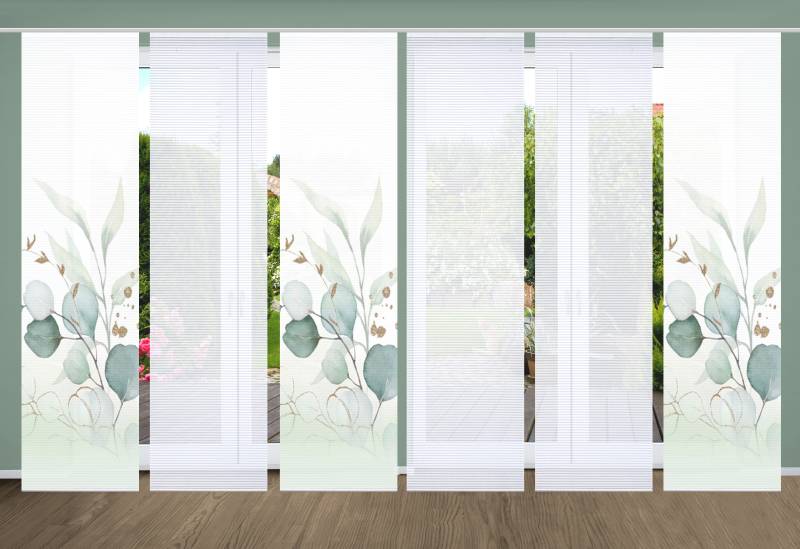 HOME in green Schiebegardine "ABANIO" Paneelwagen 6 Stk. tlg. SET DIGITALDRUCK,BAMBUSOPTIK RECYCELT von Home In Green
