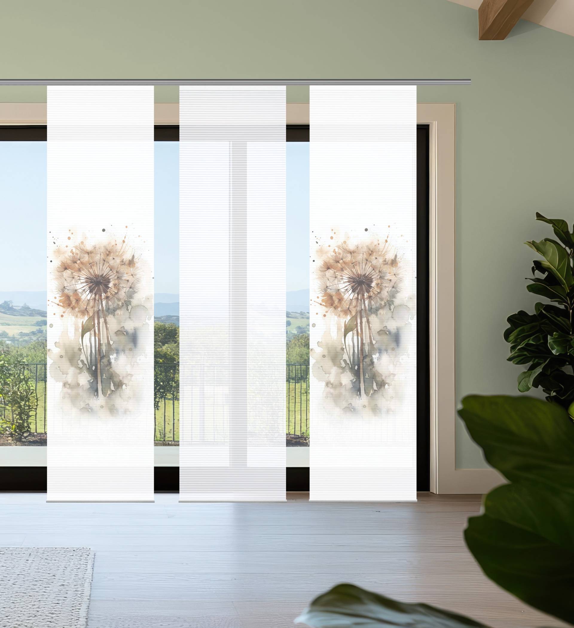 HOME in green Schiebegardine "AMARANDE" Paneelwagen 3 Stk. tlg. Bambusoptik, SET, recycelt, Digitaldruck von Home In Green