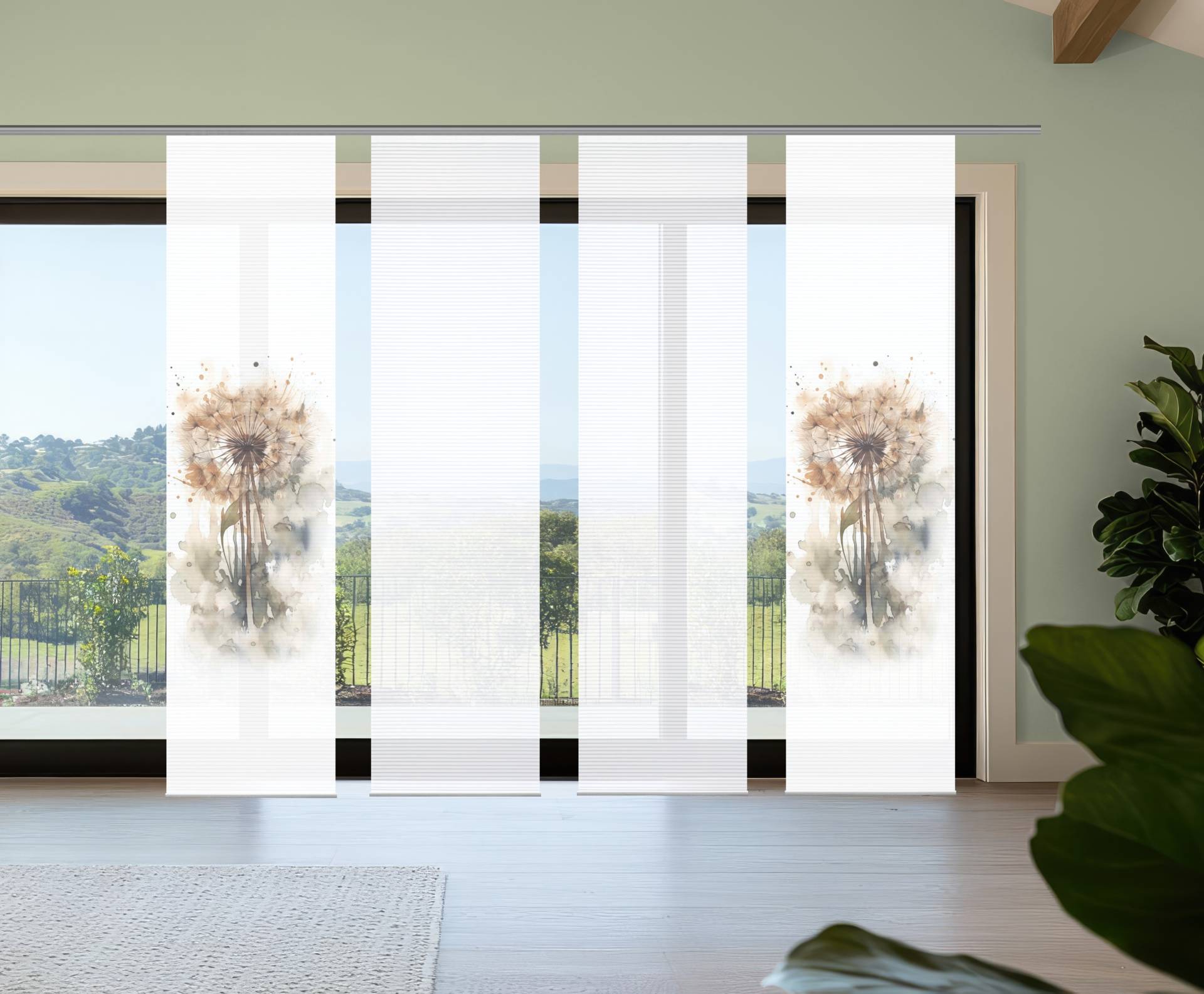 HOME in green Schiebegardine "AMARANDE" Paneelwagen 4 Stk. tlg. Bambusoptik, SET, recycelt, Digitaldruck von Home In Green