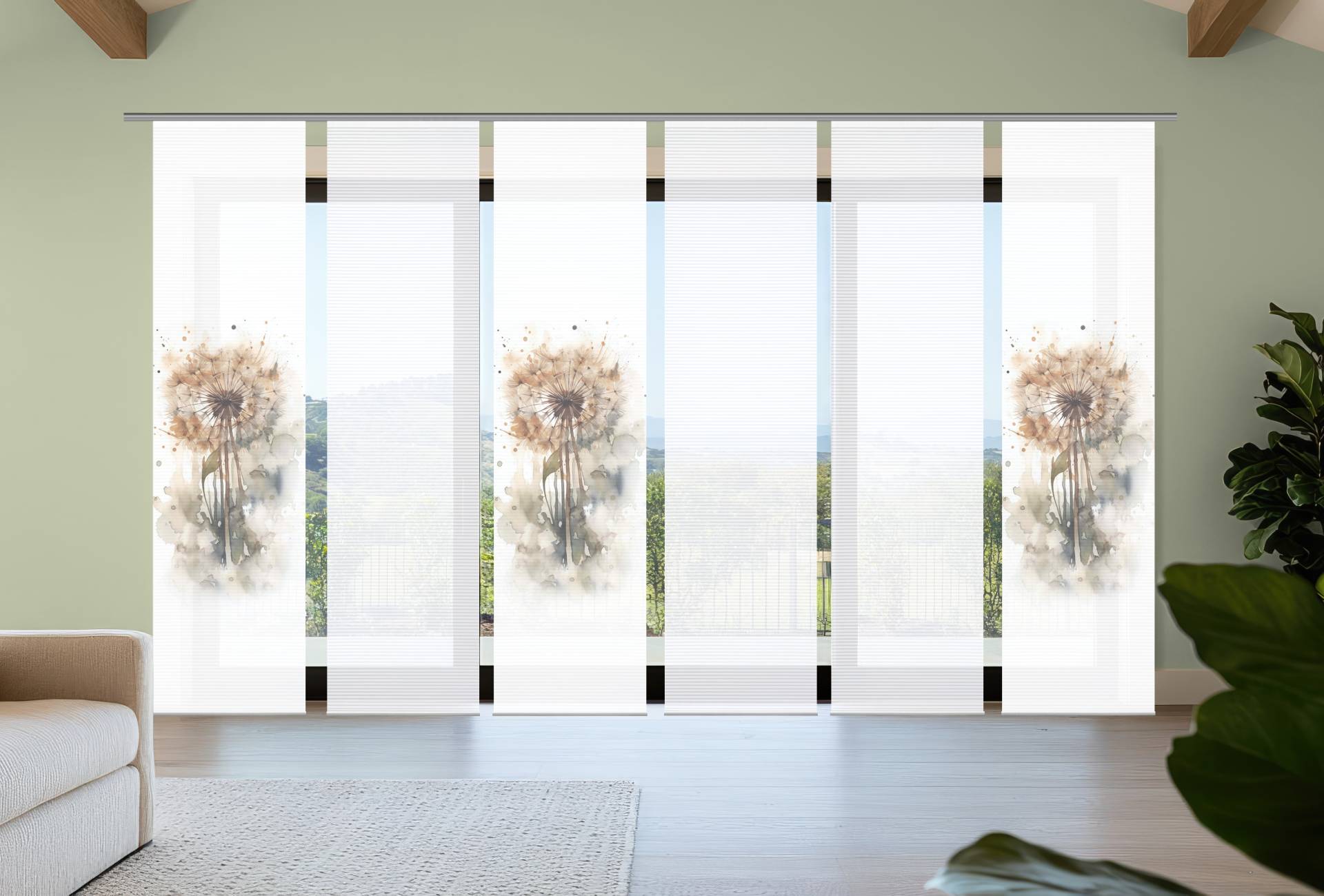 HOME in green Schiebegardine "AMARANDE" Paneelwagen 6 Stk. tlg. Bambusoptik, SET, recycelt, Digitaldruck von Home In Green