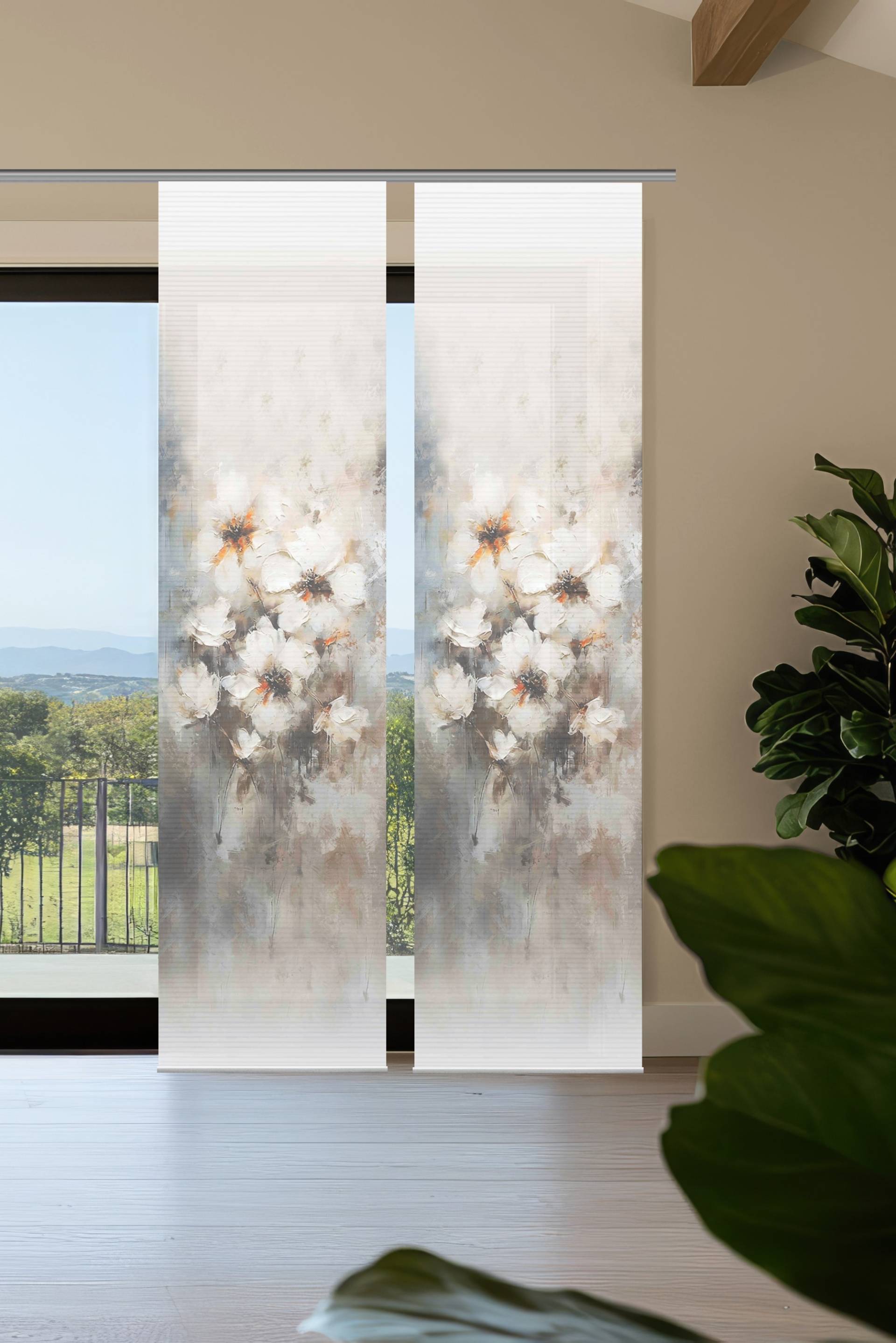 HOME in green Schiebegardine "ARISTEA" Paneelwagen 2 Stk. tlg. Bambusoptik, SET, recycelt, Digitaldruck von Home In Green