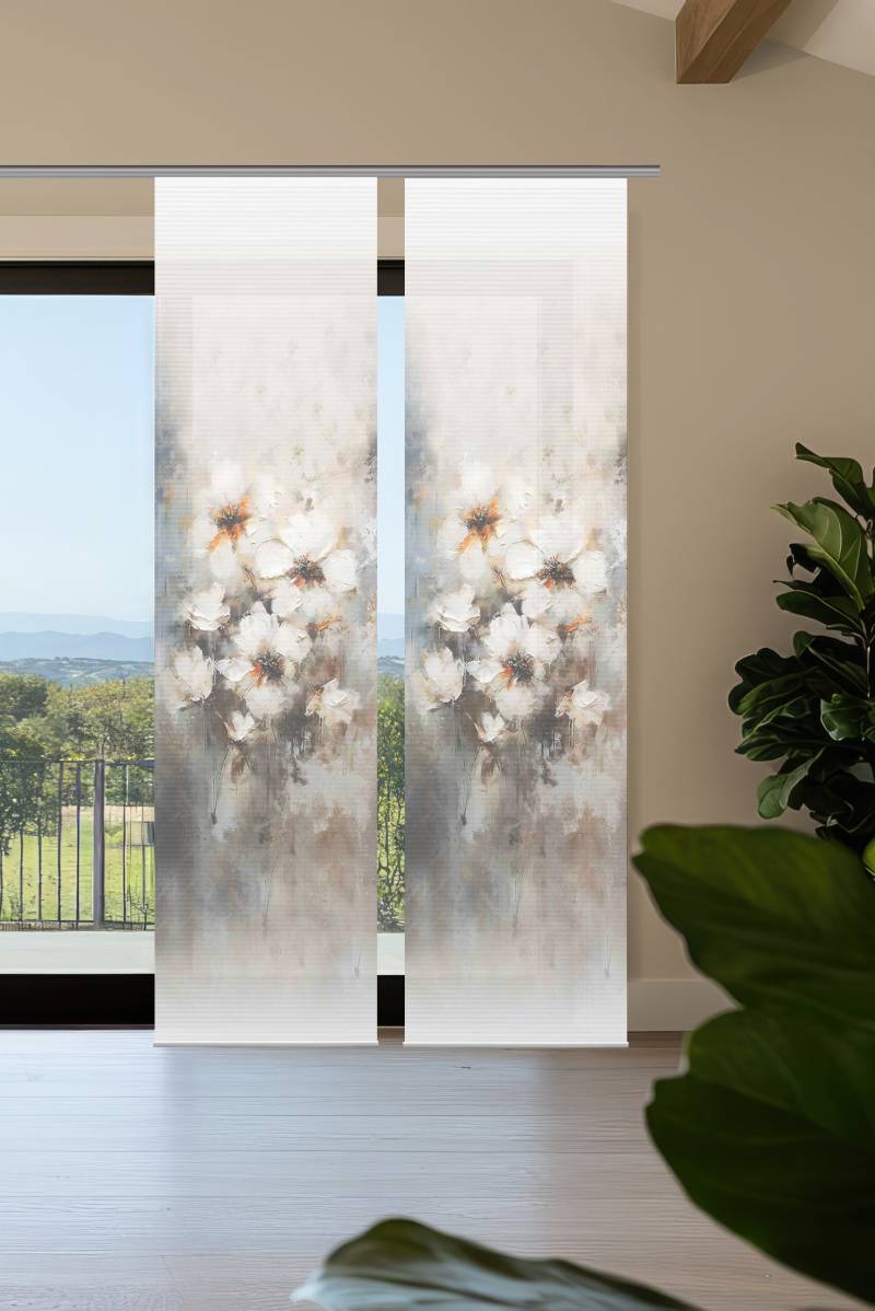 HOME in green Schiebegardine "ARISTEA" Paneelwagen 2 Stk. tlg. Bambusoptik, SET, recycelt, Digitaldruck von Home In Green