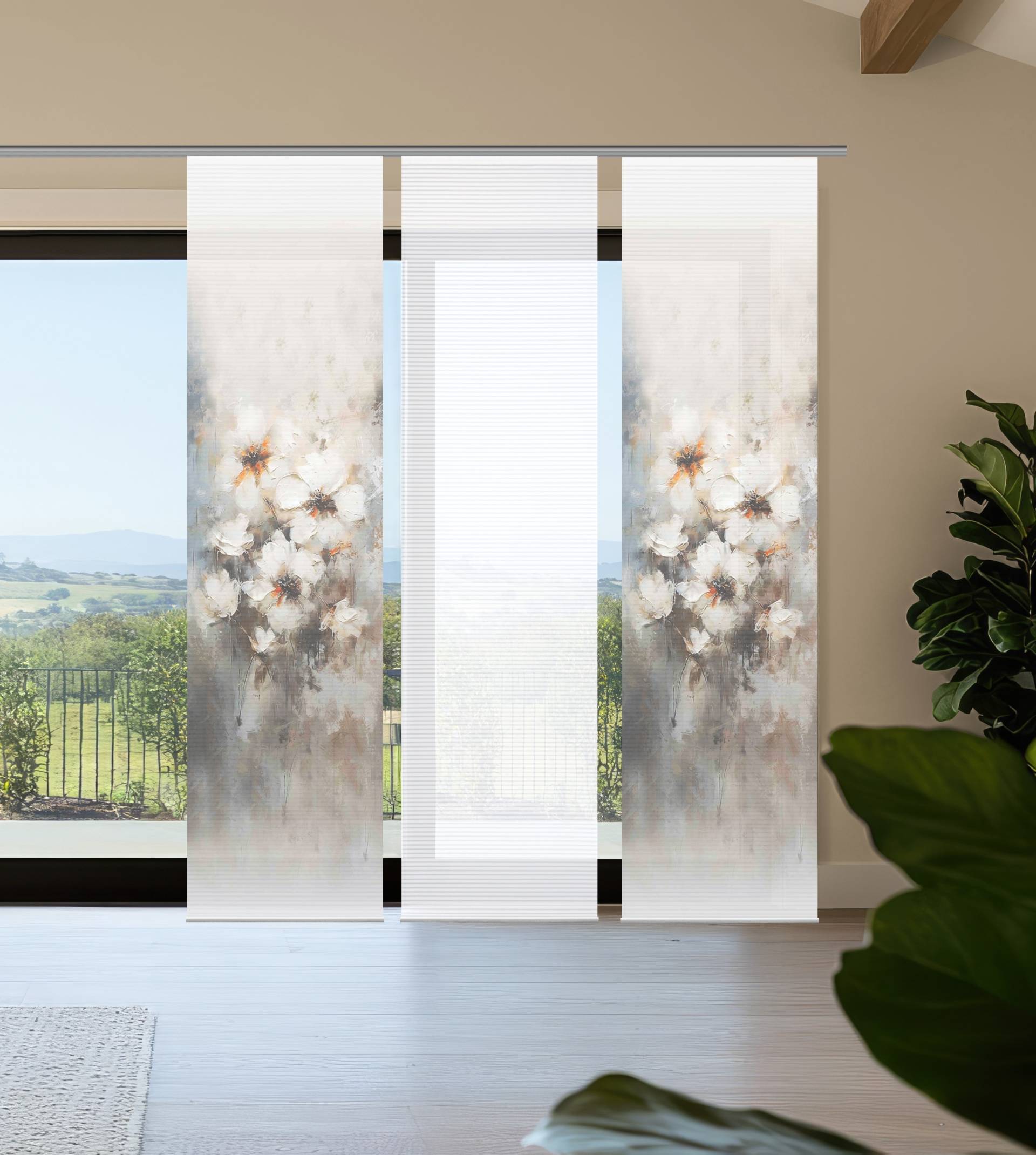 HOME in green Schiebegardine "ARISTEA" Paneelwagen 3 Stk. tlg. Bambusoptik, SET, recycelt, Digitaldruck von Home In Green