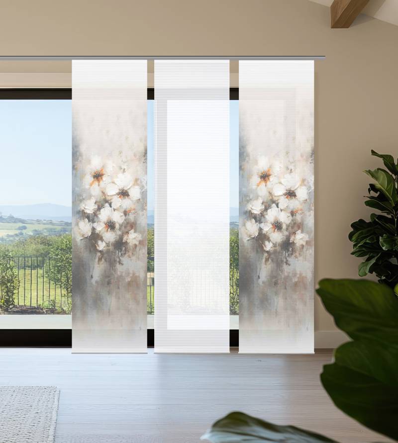 HOME in green Schiebegardine "ARISTEA" Paneelwagen 3 Stk. tlg. Bambusoptik, SET, recycelt, Digitaldruck von Home In Green