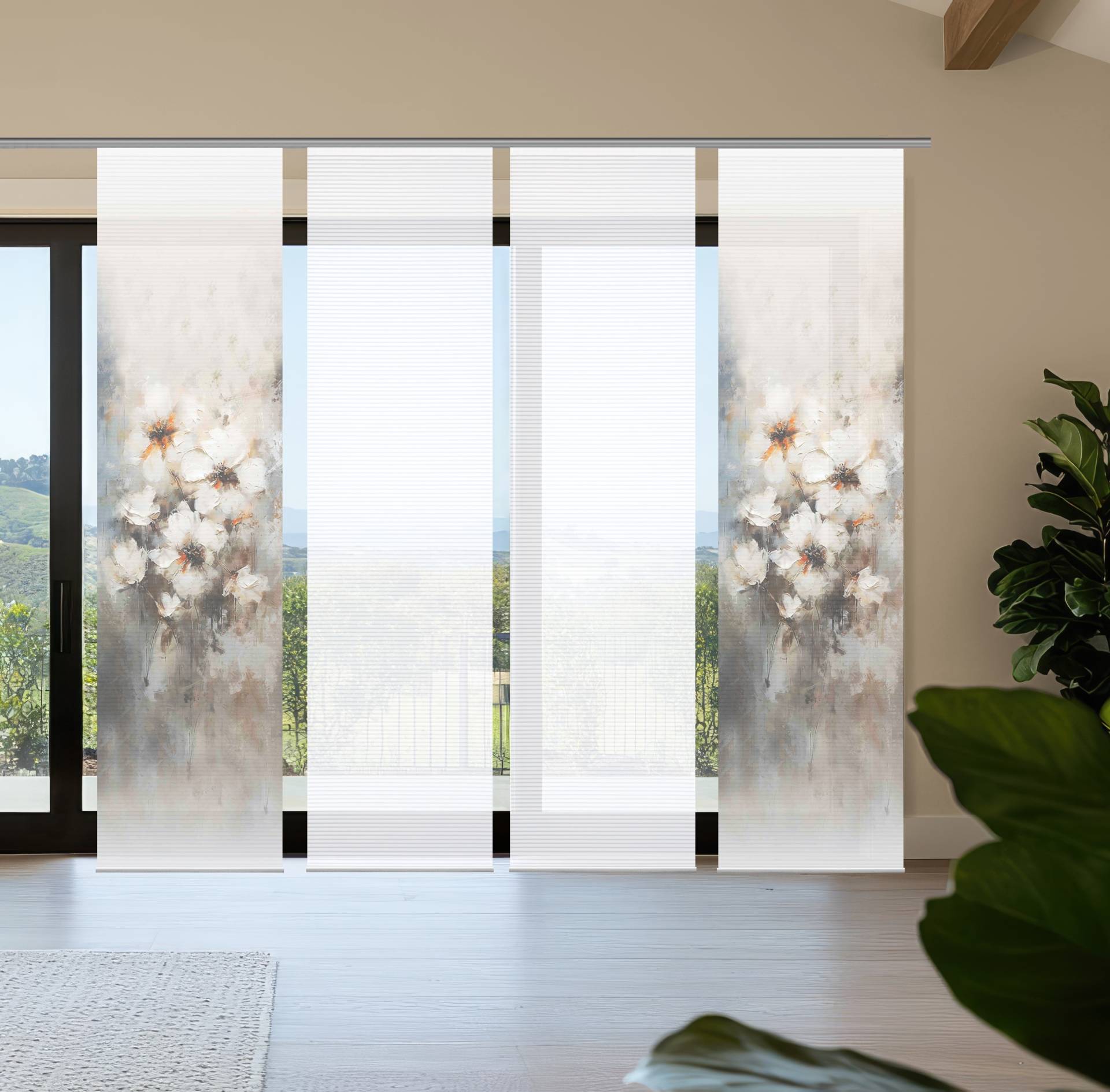 HOME in green Schiebegardine "ARISTEA" Paneelwagen 4 Stk. tlg. Bambusoptik, SET, recycelt, Digitaldruck von Home In Green