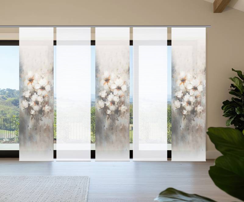 HOME in green Schiebegardine "ARISTEA" Paneelwagen 5 Stk. tlg. Bambusoptik, SET, recycelt, Digitaldruck von Home In Green