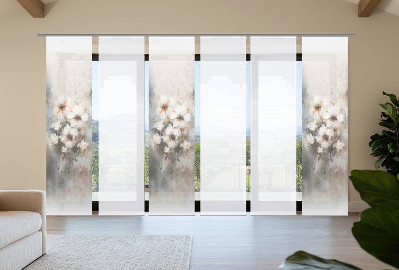 HOME in green Schiebegardine "ARISTEA" Paneelwagen 6 Stk. tlg. Bambusoptik, SET, recycelt, Digitaldruck von Home In Green