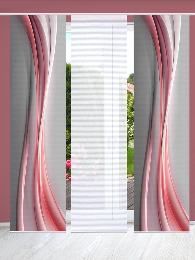 HOME in green Schiebegardine "ELANIA" Paneelwagen 3 Stk. tlg. SET DIGITALDRUCK,BAMBUSOPTIK RECYCELT von Home In Green