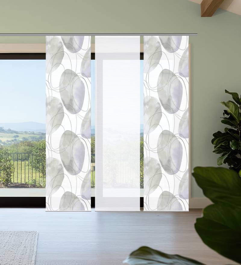 HOME in green Schiebegardine "ELLRIK" Paneelwagen 3 Stk. tlg. Bambusoptik, SET, recycelt, Digitaldruck von Home In Green