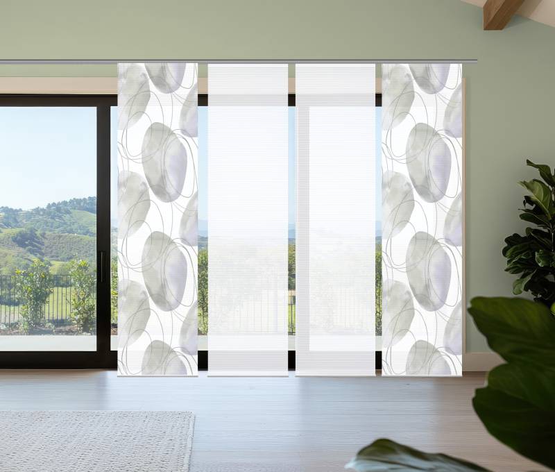 HOME in green Schiebegardine "ELLRIK" Paneelwagen 4 Stk. tlg. Bambusoptik, SET, recycelt, Digitaldruck von Home In Green