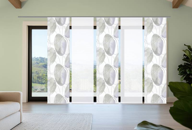 HOME in green Schiebegardine "ELLRIK" Paneelwagen 5 Stk. tlg. Bambusoptik, SET, recycelt, Digitaldruck von Home In Green